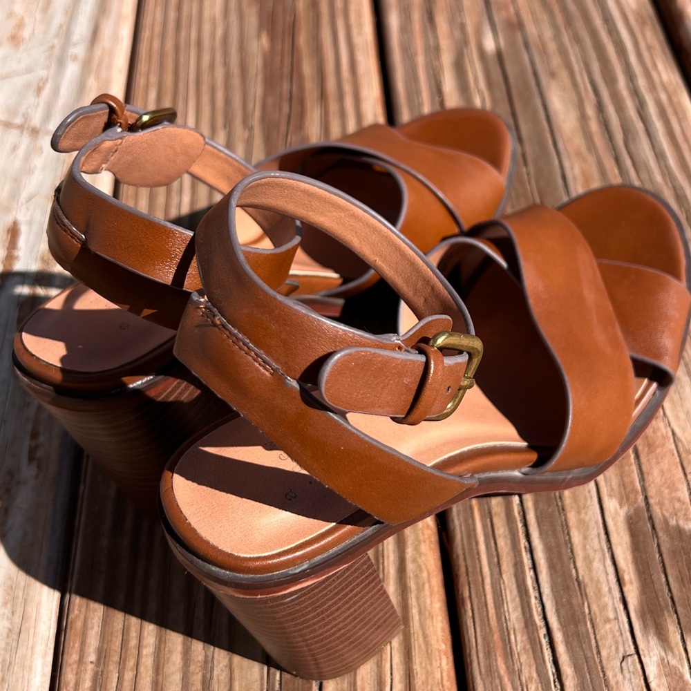 A New Day Brown Leather Women's Sandals